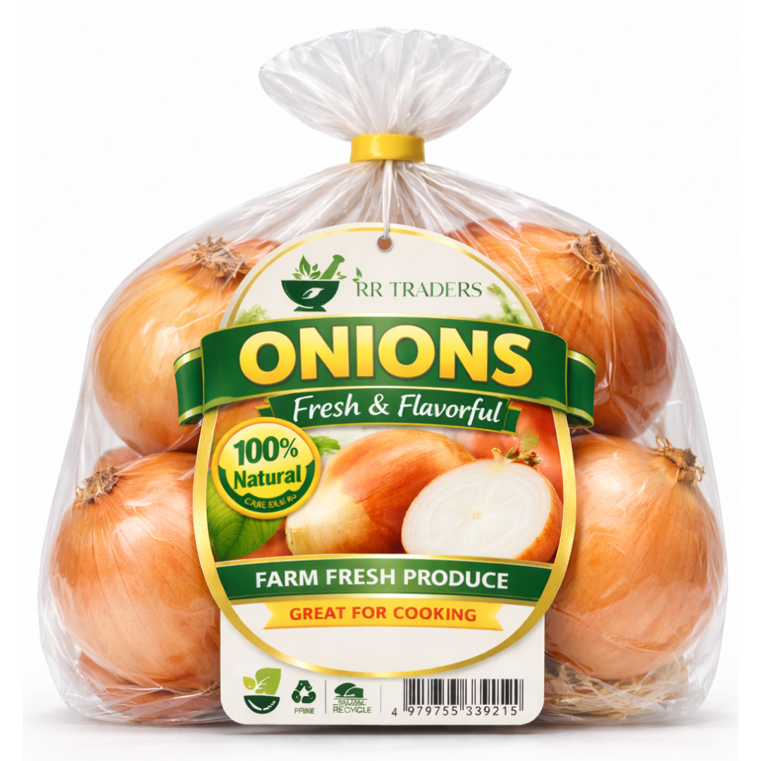 Premium quality onions with strong aroma and rich flavor. Perfect for tadka, curries, gravies, and everyday Indian recipes. A must-have ingredient for every Indian kitchen.